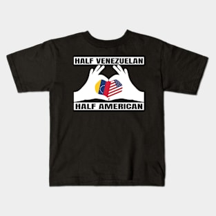 Half Venezuelan Half American Heritage USA Roots & Venezuela DNA Family Flag Design Kids T-Shirt